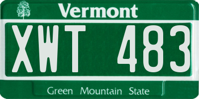 VT license plate XWT483