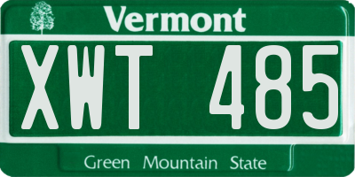 VT license plate XWT485