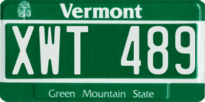 VT license plate XWT489