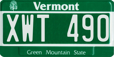 VT license plate XWT490