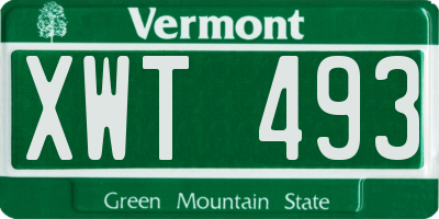 VT license plate XWT493