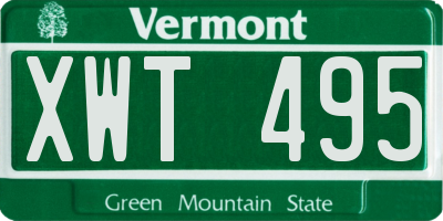 VT license plate XWT495