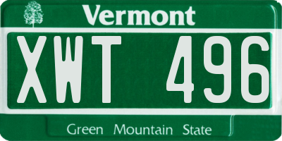 VT license plate XWT496