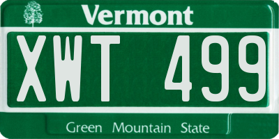 VT license plate XWT499