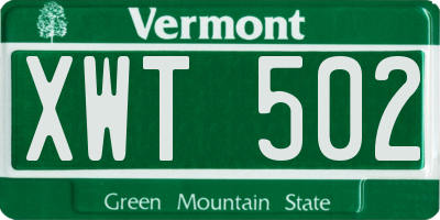 VT license plate XWT502