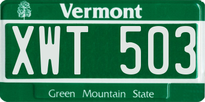 VT license plate XWT503