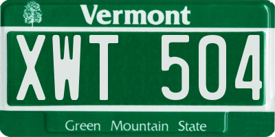 VT license plate XWT504