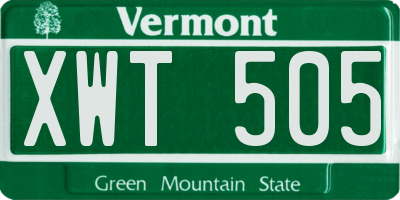 VT license plate XWT505