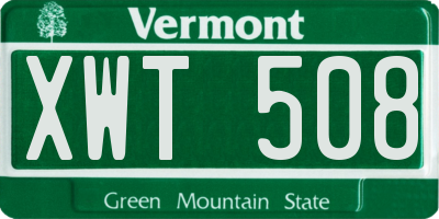 VT license plate XWT508