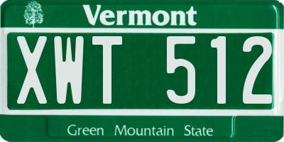 VT license plate XWT512