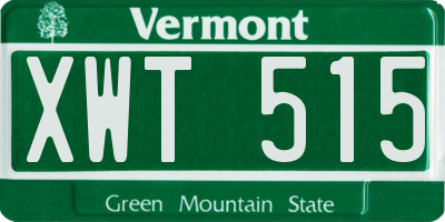 VT license plate XWT515