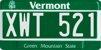 VT license plate XWT521