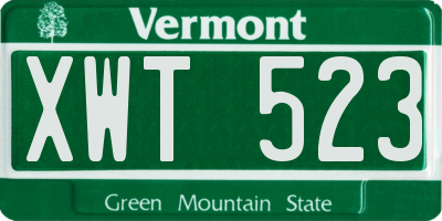VT license plate XWT523