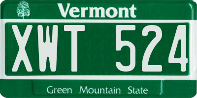 VT license plate XWT524