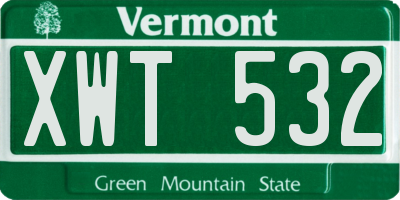 VT license plate XWT532