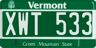 VT license plate XWT533