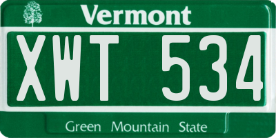 VT license plate XWT534
