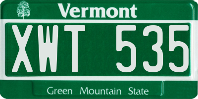 VT license plate XWT535
