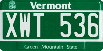 VT license plate XWT536