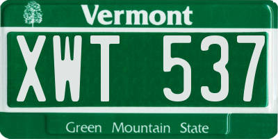 VT license plate XWT537