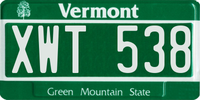 VT license plate XWT538