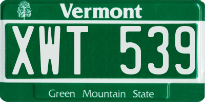 VT license plate XWT539
