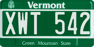 VT license plate XWT542