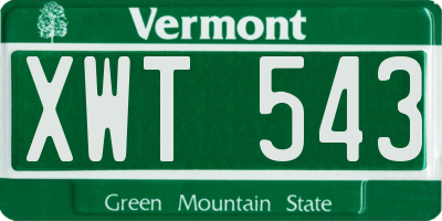 VT license plate XWT543