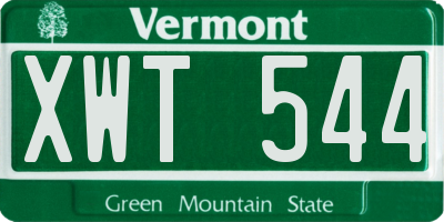VT license plate XWT544