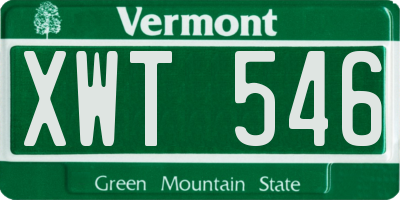 VT license plate XWT546