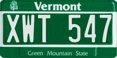 VT license plate XWT547