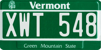 VT license plate XWT548