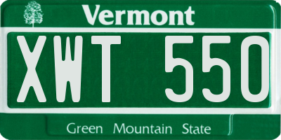 VT license plate XWT550