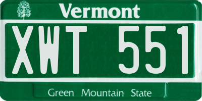 VT license plate XWT551