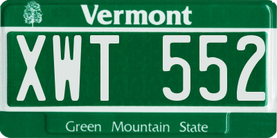 VT license plate XWT552