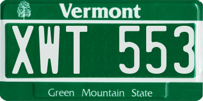 VT license plate XWT553