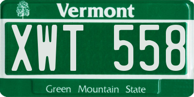 VT license plate XWT558