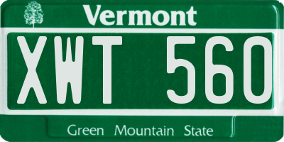 VT license plate XWT560