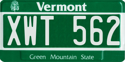 VT license plate XWT562