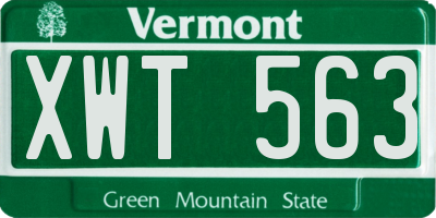 VT license plate XWT563