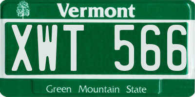 VT license plate XWT566