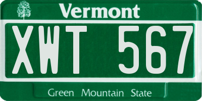VT license plate XWT567