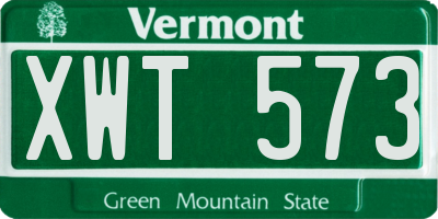VT license plate XWT573