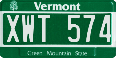 VT license plate XWT574