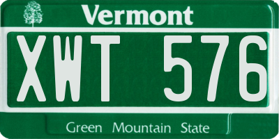 VT license plate XWT576