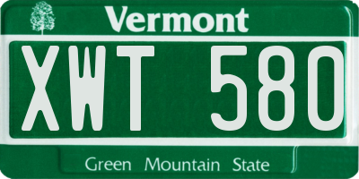 VT license plate XWT580