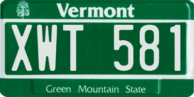 VT license plate XWT581