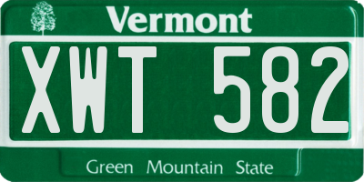 VT license plate XWT582