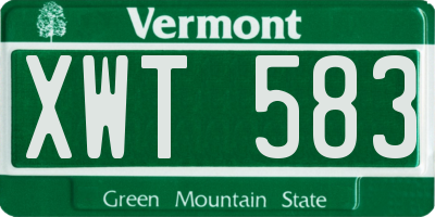 VT license plate XWT583