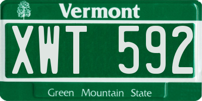 VT license plate XWT592